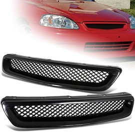 HYPERSPEED ABS Black Mesh Front Hood Upper Bumper Grille Grill Fit for 1996 1997 1998 Honda Civic CX DX EX EX-R EX GX HX LX Si 4DR 2DR, Car Mods Exterior Accessories Replace Parts Assembly (Type-R)