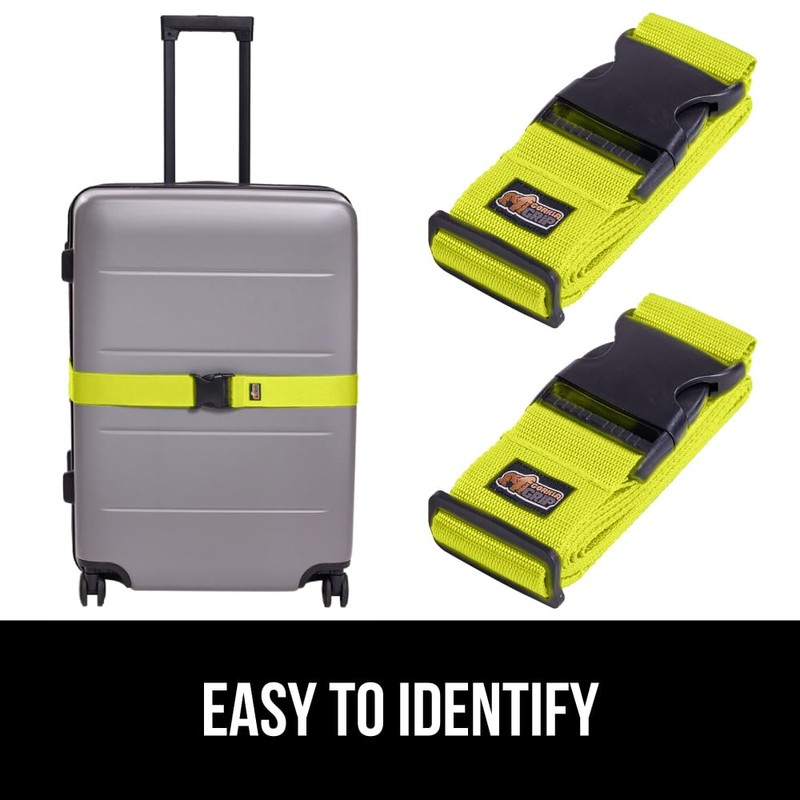 Gorilla Grip Heavy Duty 2 Pack Adjustable Luggage Straps for