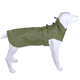 Adjustable Waterproof Dog Raincoat for Dogs,Lightweight Pet Rain Jacket Puppy Clothes with Reflective Strip for Small Medium Large Dogs(Arm Green, Medium)