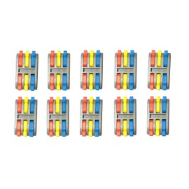 MTUERANC Wire Connectors, Compact Lever Wire Nuts Connectors Wire Terminals 3 Into 3 Out Splicing Wire Connector, Color Valve in-Line Connector for Quick Connect 28-12 AWG (SPL-3 Mini 10Pcs)
