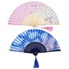 2 x folding fans, hand fans, bamboo fans with tassel