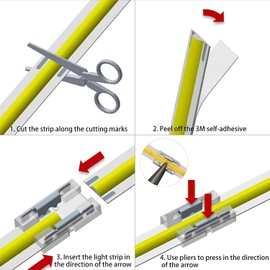 Seamless COB LED Strip Connector 2Pin Non-Waterproof IP20 Board-to-Board Gap-Free splicer PCB Wire-to-Board Jumper with 20AWG Extension Cord (10MM)