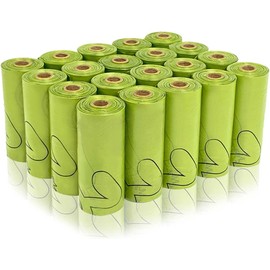 300 Piezas Bolsas para Perro, Biodegradables, de Almidón de Maíz, Bolsas para Popo de Perro a Prueba de Fugas, Resistentes y Extra Gruesas, sin Fugas, para Paseos al Aire Libre - Verde