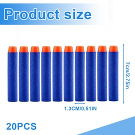 SGERUFZ 20 Dardos Nerf Munición de Espuma Compatible with Pistolas Nerf Elite, Refill Darts for Blasters de la Series N-Strike, Accessories para Blaster Nerf (Regalo de Fiesta para Niños)