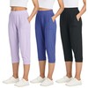 3 Pack Womens Plus Size Capri Pants Fashion Yoga Sweatpants Joggers Pockets Capris Summer High Waisted Track Lounge Cropped Casual Ladies Pajama Teen Activewear Pj Petite Length Jogger Workout