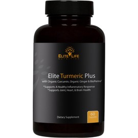Elite Turmeric Plus - 1700mg Organic Turmeric, Organic Curcumin and Organic Ginger with Bioperine for Maximum Absorption and Strength - 60 Capsules