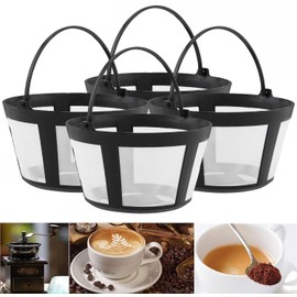 Reusable Coffee Filter Baskets 4PC, Coffee Filters Baskets 8-12 Cups Replacement Coffee Filters for Mr. Coffee and Black & Decker Coffee Makers and Brewers, Fit Most 8-12 Cup Basket Coffee Machine