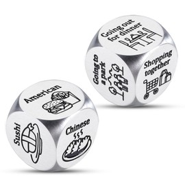 2 Pcs Date Night Dice, Food Decision Dice, Couple Gifts for Boyfriend Girlfriend Husband Wife, Dinner Dice for Women Men, Christmas Stocking Stuffers, Funny White Elephant Gifts for Adults, Food Dice