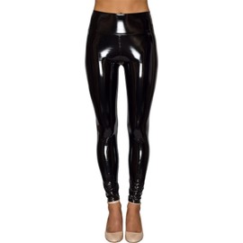 NewL Women Mirror Faux Patent Leather Leggings Wet Look Reflective Shiny Stretch Tighten Pants High Waist Slim (XL, Black)