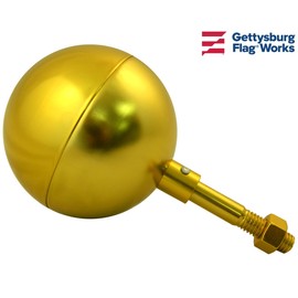 4" Diameter Gold Anodized Aluminum Flagpole Ball Finial for In-Ground Flagpoles