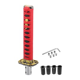 VekAuto Gear Shifter Knob Kit, 25cm Stick Shifter Lever Knob Universal for Automatic and Manual Vehicle Durable Aluminum Alloy Red with 4 Adapter