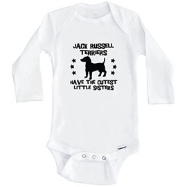 Jack Russell Terriers Have The Cutest Little Sisters Funny Jack Russell Terrier Baby Bodysuit (Long Sleeve), 24 Months White
