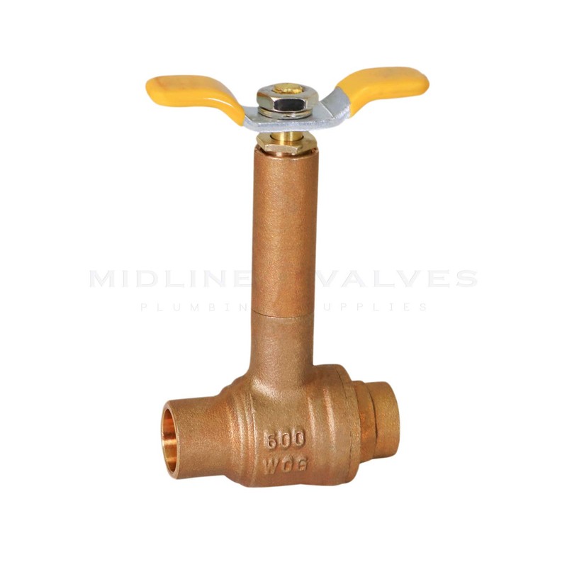 Midline Valve 75343-10 Premium Brass Ball Valve, Long Bonnet with