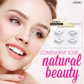 Andrea Two of a Kind Face Eyelashes 53 - Black Natural Look Comfort Full Volume Fake for Glamorous Eyes 4 Pack 2 Count / 안드레아 투 오브 어 카인드 페이스 속눈썹 53 - 블랙 내추럴 룩 편안함 글래머러스한 눈을 위한 풀 볼륨 페이크 4팩 2 Count