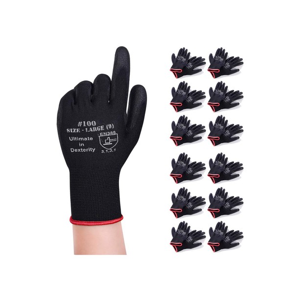 Donfri 12 Pairs of Work Gloves, Garden Gloves, Protective Gloves,