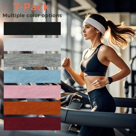 7-Pack Headbands for Women Non-Slip with Soft Stretchable Fabric Stylish Sports Hair Bands for Women's Hair Suitable for Yoga Cycling Tennis and Outdoor Running(7 Pack, Multicolor-01)