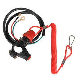 REBEKAMODS Red Emergency Engine Kill Switch with Flexible Cord Tether, Universal Outboard Engine Ignition Stop Switch Key Boat Lanyard for Most ATV Motorcycle 4 Wheeler Quad Trail Bike