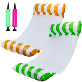 Float, Hammock, Float, Float Bed, For Adults, 51.2 x 27.6 inches (130 x 70 cm), Set of 2, Float with Backrest, Mesh Material, Strong Buoyancy, Folding, Water Play, Sea, Summer, Pool, Beach, Summer, Pool Party..