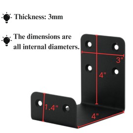 Heavy Duty Mantel Brackets，Floating Shelf Fireplace Bracket，U-Shaped Beam-Style Mantel Support(2 Packs). (4x4x3)