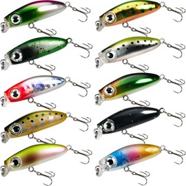 釣り VMSIXVM メバル アジ プラグ ルアー 渓流 小型のシンキングミノー 5色10色セット リップ付 フィッシングルアーセット フローティングミノー スローシンキング シャロー トレブルフック装着 ペンシルベイト トラウトルアー 管理釣り場 管釣り 源流 支流