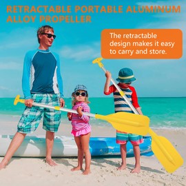 VEITHI Boat Paddle Telescoping Collapsible Oar for Boat Anti Slip Aluminum Plastic Canoe Paddles 2 Pack Small Tubing Floats Oars Row and Safety Boat Accessories for Kids and Adults(Yellow)