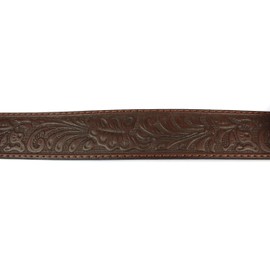 BC Belts Leather Belt Strap with Embossed Western Scrollwork 1.5" Wide with Snaps (Brown-L)