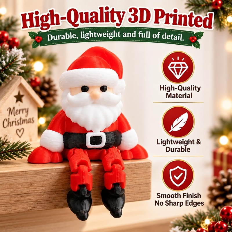 15 Pack Mini Santa Figurines, Christmas Decorations with Movable Legs