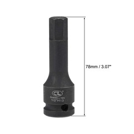 TA-VIGOR Impact Hex Bit Socket, 1/2" Drive x H13 (13mm) Allen Key Socket, Premium CR-MO Steel Bits, Hex Bit with 78mm Length for Torque Wrench, Ratchet Wrench, Impact Power Drills