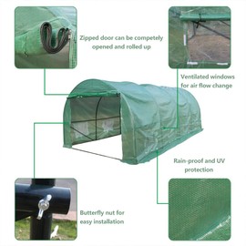 YATON 12' x 7' x 7' Portable Greenhouse Large Walk-in Gardening Plant Hot House with Dual Zippered Screen Doors & Screen Windows, Heavy Duty Plant Green House with Reinforced Galvanized-Steel Frame