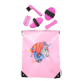 PFIFF 102790 Cleaning Set, Cleaning Bag, Filled Horse Grooming Set, Pink