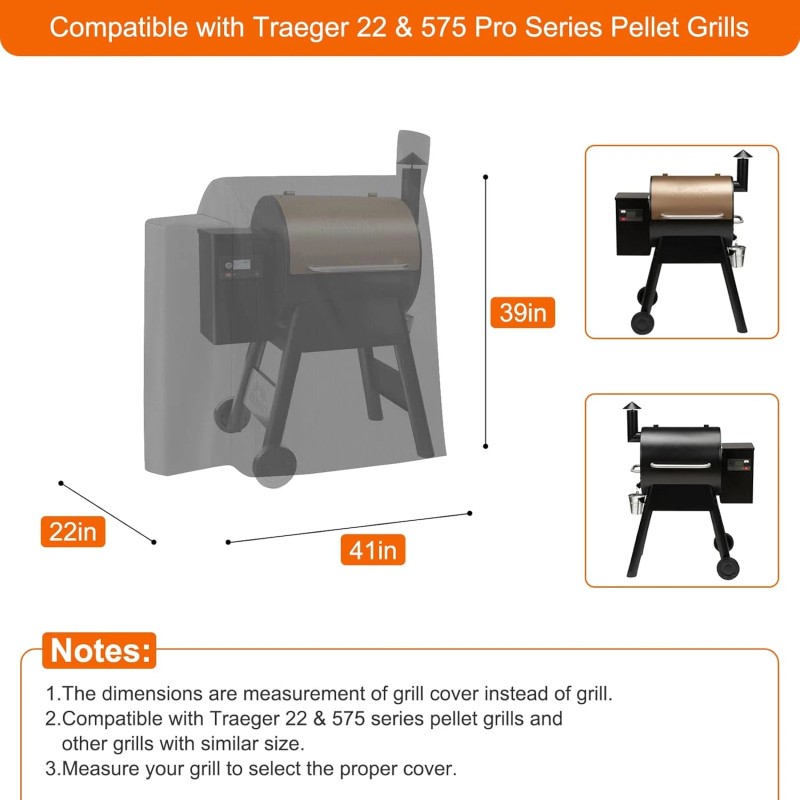 Bonnary Traeger Pro 22/575 Grill Cover – Full-Length, 600D Heavy
