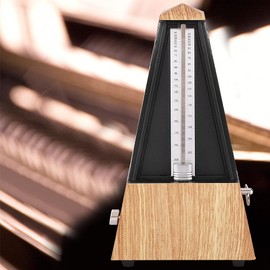 Old Fashion Mechanical Metronome, Wooden Guitar Piano Drum Instrument Tower Type Metronome Musical Accessory(Light wood grain)