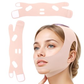2Pcs Face Lifting Strap, Reusable Double Chin Strap Face Slimming, V Line Lifting Mask for Double Chin Reducer, Jaw Exerciser for Women Girls(Pink)