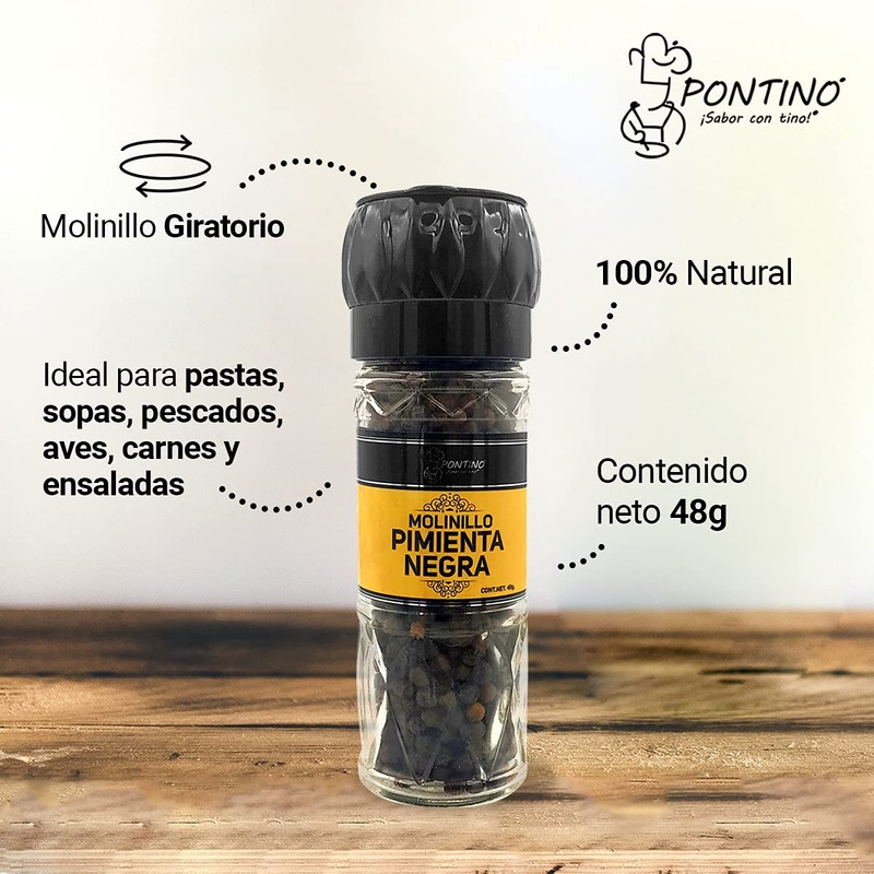 Pontino Pimienta Negra Entera, 48 g