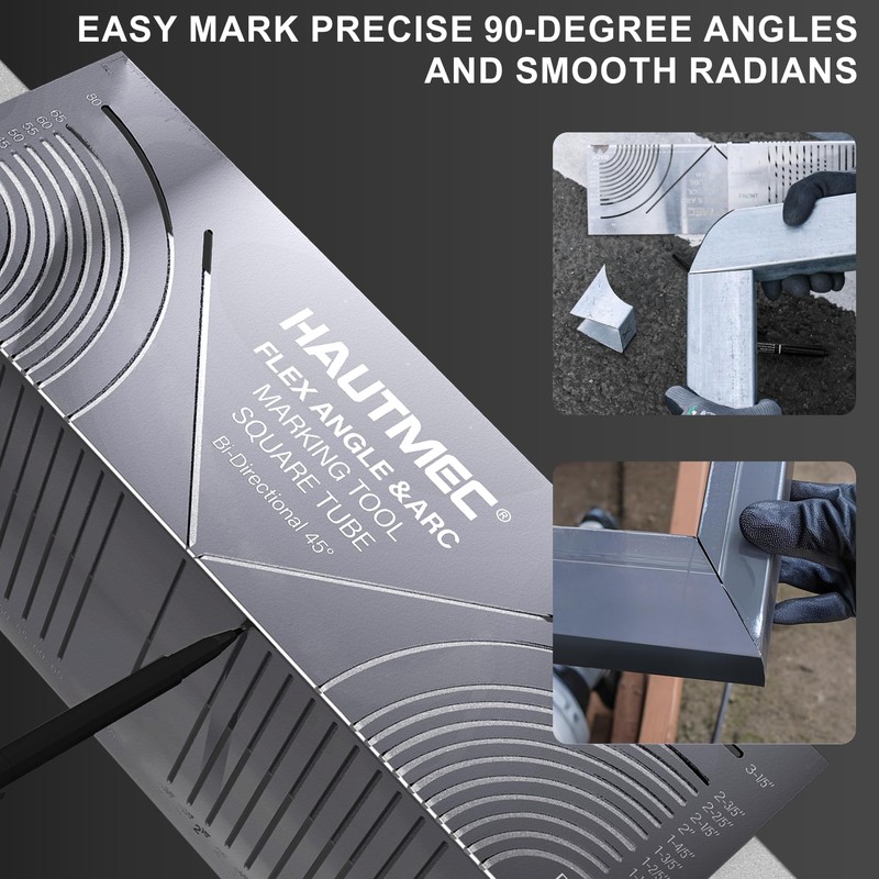 HAUTMEC Flex Angle & Arc Marking Tool,Multi-functional Square Tube Scriber