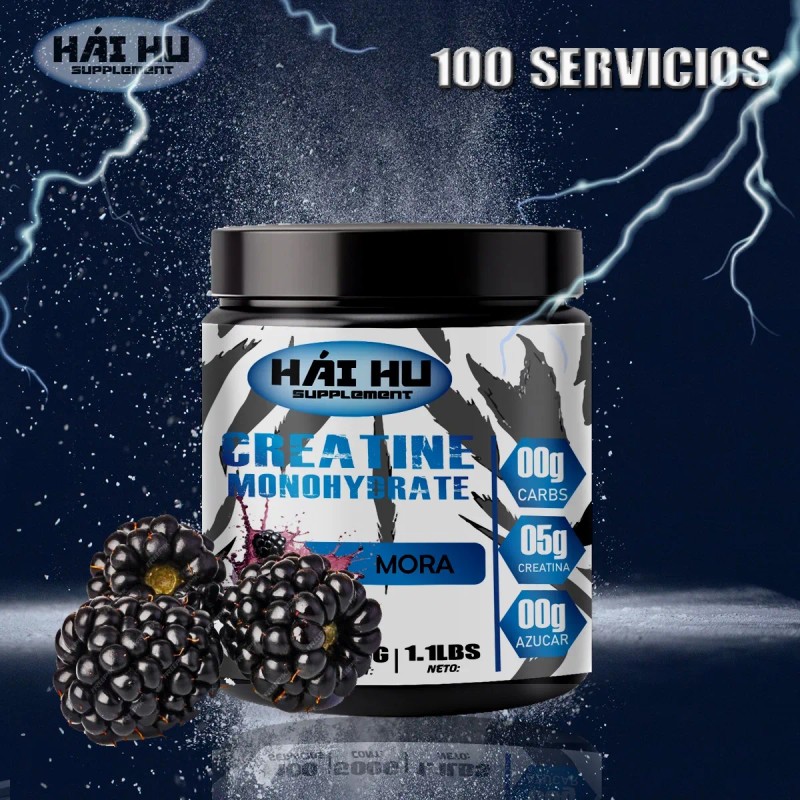 Creatina Monohidratada En Polvo 500g Hái Hu Varios Sabores Mora