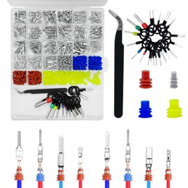 820Pcs Electrical Pin Connectors Kit, 420Pcs Car Wire Terminal Connector Pins 1/1.5/1.8/2.2/2.8/3.5mm Non-Insulated Plug Male Female Crimp Terminal Removal Tool Automotive Pin Connector Kit