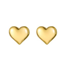SweYone Gold Chunk Thick Heart Stud Earrings for Women, 18K Gold Plated Stainless Steel Chunky Love Earrings, Hypoallergenic Bold Statement Studs