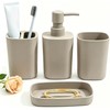 Juego de accesorios de baño beige mate, 4 dispensadores de