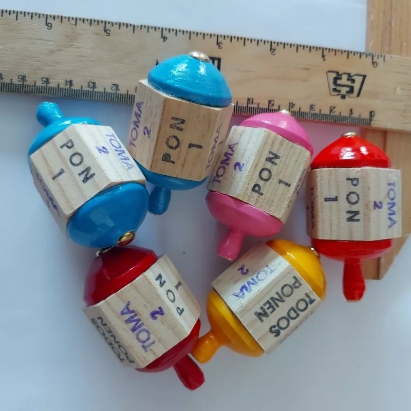 Singex Set 5 Pirinolas Juego De Mesa Artesanal Madera Niños