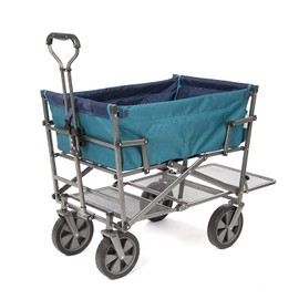 MacSports Double Decker Wagons Carts Heavy Duty Foldable Outdoor Collapsible Cart Portable Lightweight Utility Cart, All Terrain Sports Wagon for Camping Gear, Groceries, and More (Teal)