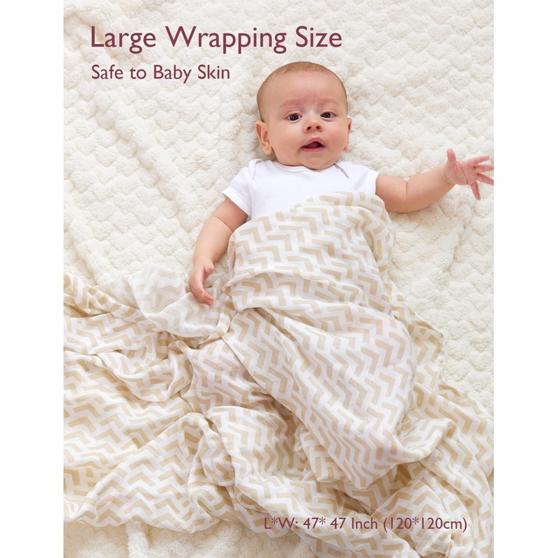 Momcozy Muslin Swaddle Blankets, 4 Pack Ultra Soft Neutral Swaddle