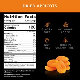 Biomey Big Size Dried Turkish Apricots 2 LB - No Added Sugar - Vegan - Non-GMO - Superfood, Healthy Snack - Great Source of Potassium & Fiber - Gluten Free, Kosher and Vegan