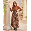 Women Long Plaid Skirt High Waist A Line Maxi Tartan