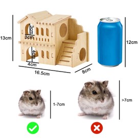 TOKAYIFE Hamster House, Wooden Pet Small Animal Hideout Hut, Natural Living House for Dwarf Hamster Gerbil Rat Chipmunk (MZ-115)