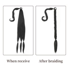 Straight Ponytail Extension Braids Extension 80 cm Long Braid Soft Synthetic Hair for Braiding Ponytail DIY Braid Wrap Around Hair Extensions