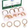 Keadic 16Pcs Round Carabiner Clips, Spring O Rings Clip Keychain,