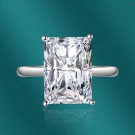 LAIFULA Huge 4CT Bridal Ring Sets Square Cut Cubic Zirconia Wedding Band CZ Engagement Rings for Women Size Adjustable（White）