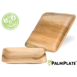Palmplate High-quality environmentally friendly disposable tableware made of palm leaves, compostable, biodegradable, 25 pieces palm leaf bowl, square, 20 cm x 20 cm disposable tableware