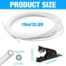 DAJASD 10 Meter PTFE Schlauch mit Cutter, 4mm OD x 2,5mm ID, PTFE Tube 3D Drucker Schlauch, PTFE Tube Teflonschlauch für Direktantrieb Extruder 3D Drucker Kompatibel mit Creality K1/K1 Max/Ender 3 V3